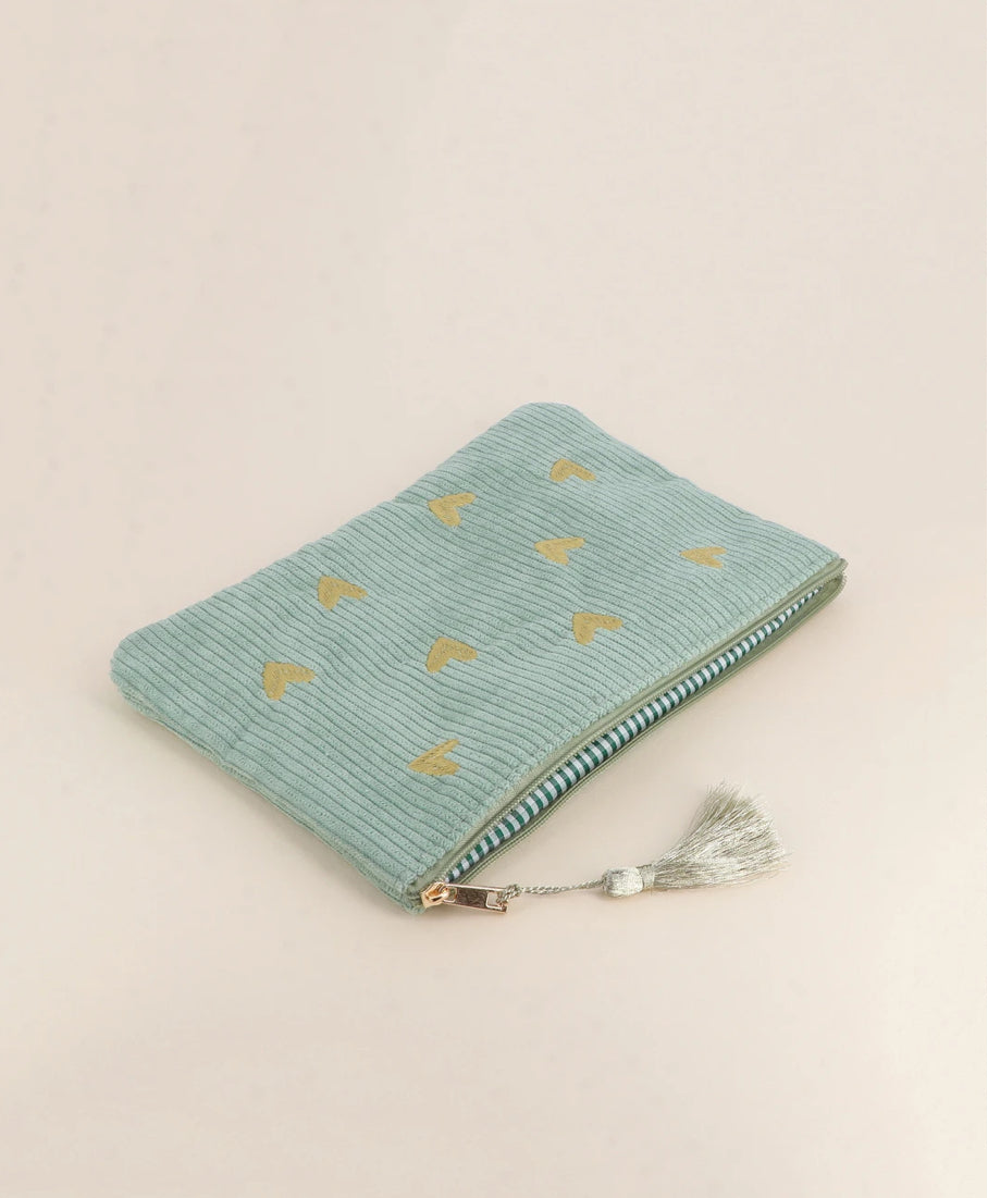 Pochette CŒURS - Vert d’eau