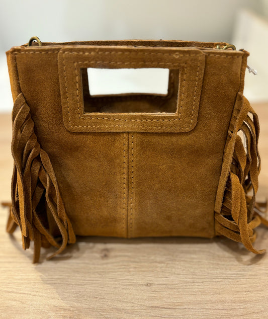 Sac MARION - Camel - Cuir Daim - Mini