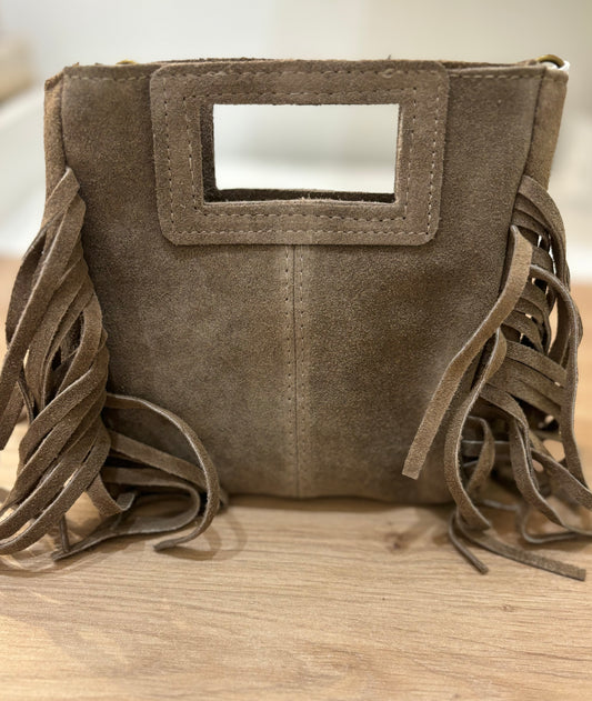 Sac MARION - Taupe - Cuir Daim - Mini